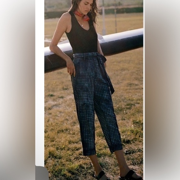 MAEVE by Anthropologie Avryl Bleached High Waisted Pants in Blue & Black Size 4 - Picture 2 of 14